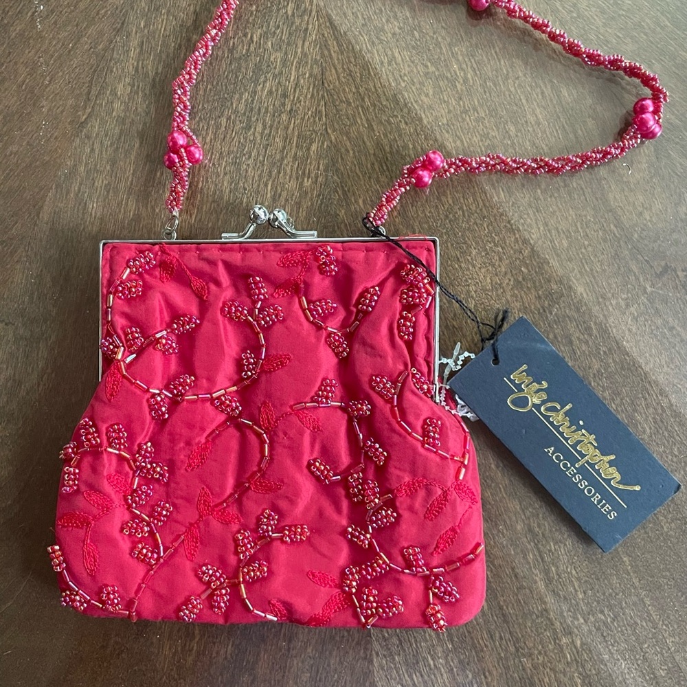 Bag Red Beaded. INGE Christopher Vintage. New with tags. adorable. All ages - Picture 1 of 2